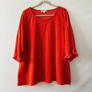 Rose & Olive Women Red Bell Sleeve Polka Dot Casual Wear Blouse Top Plus Size 2X